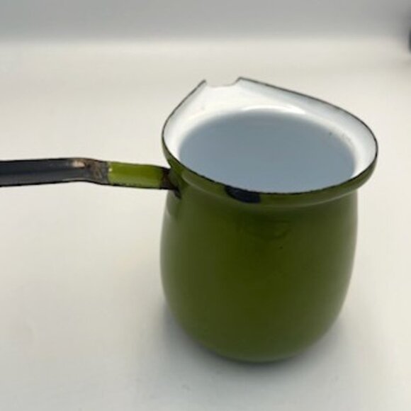 Vtg Turkish Coffee Pot Green Enamel Melting Pot - Picture 6 of 8
